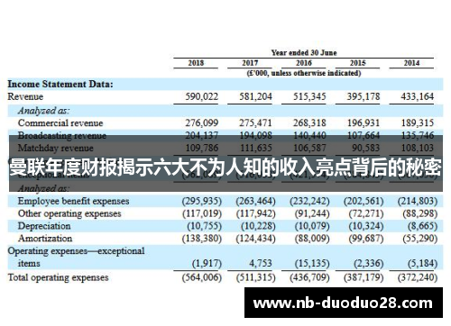 曼联年度财报揭示六大不为人知的收入亮点背后的秘密