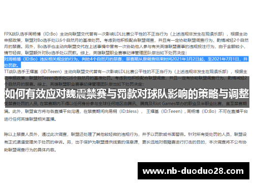 如何有效应对魏震禁赛与罚款对球队影响的策略与调整
