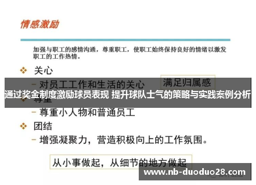 通过奖金制度激励球员表现 提升球队士气的策略与实践案例分析